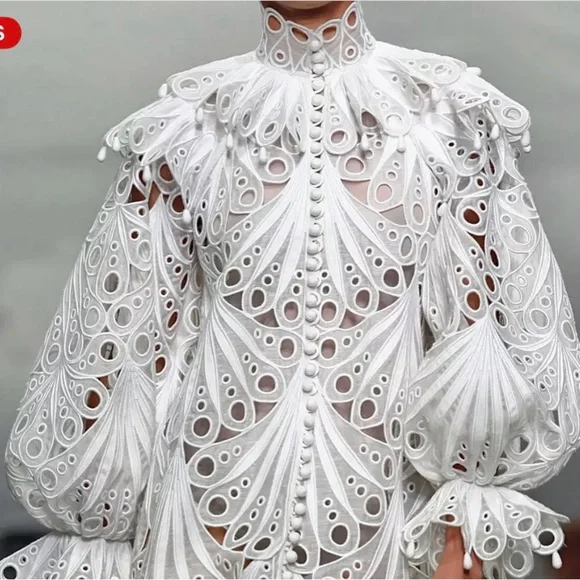 Lace glassy bubble linen wedding ivory gown size XL - Picture 5 of 12